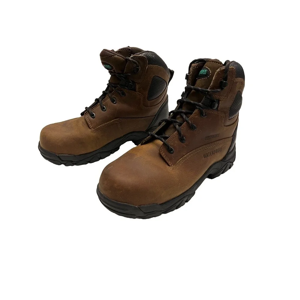 Hytest Boot Mens Size 8 Wide Knox 2 Steel Toe Work Brown Sudan Brown Leather